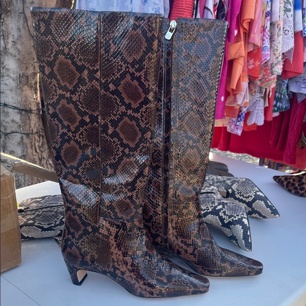 ANTONIO MELANI Snake Print Heeled Boots